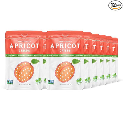 Nature’s Turn Freeze-Dried Fruit Crisps – Healthy, Gluten-Free, Crispy & Delicious, Plant-Based Snack, Ideal for Cereal, Smoothies, School Lunches, & On-the-Go, Sour Apricot, Bags of 12 (0.53 oz Each)
