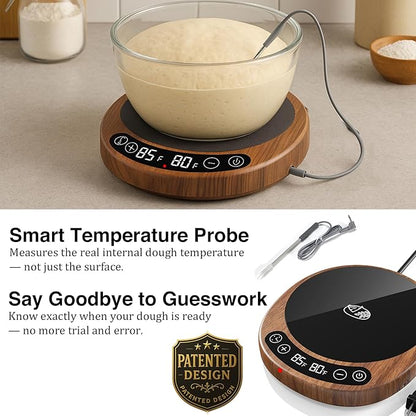 SourKeeper Pro - Larger Dough & Sourdough Starter Warmer, 2026 Upgrade Dough Proofing Warming Mat, Dough Temp Probe, 1°F Control (70–110°F), 24H Timer, Real-Time Monitoring, for Serious Bakers