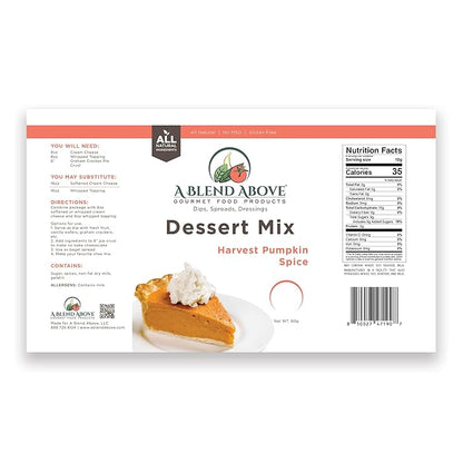 A Blend Above Harvest Pumpkin No-Bake Dessert Mix, 3 Pack, No-Bake Cheesecake, Fruit Dip, Dessert Mix, Bagel Topping, Frosting, Cheesecake Filling, Quick and Easy to Make, Makes 16 Ounces, Cream
