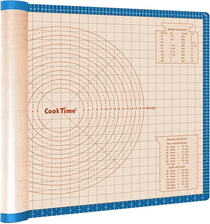 Silicone Pastry Mat 36 x 24 Inch - Larger Silicone Baking Pastry Mat for Rolling Dough,Non Slip Silicon Dough Sheet with Measurement,Perfect for Making Pie,Pizza,Blue