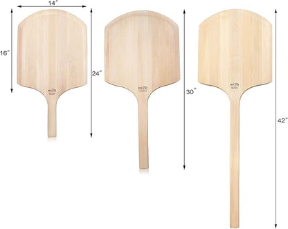 New Star Foodservice 1029970 Restaurant-Grade Wooden Pizza Peel, 16" L x 14" W Plate, with 12" L Wooden Handle, 30" Overall Length