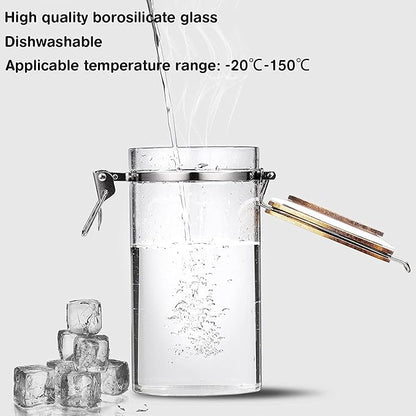 Yangbaga Glass Coffee Container with Wooden Shelf,2×45OZ Coffee and Sugar Container Set,Coffee Canisters with Airtight Lids and Scoop,Large Capacity Food Storage Jars for Coffee Beans,Nuts,Tea,Sugar