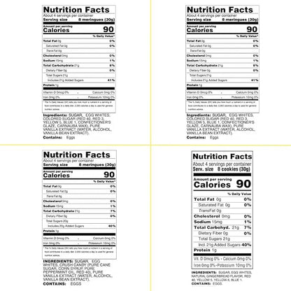 4 Pack Krunchy Melts Original Meringue Cookies | Merry Box 4-Pack | 2 Holiday Vanilla, Peppermint Crush, Gingerbread | Only 80-90 Calories Per Serving | Low Fat/Fat Free, Gluten Free, Dairy Free (4 Oz)