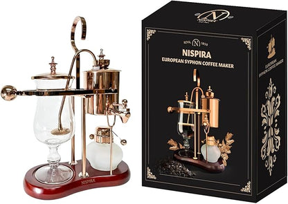 Nispira Belgium Royal Family Balance Syphon Unique Gravity Vintage Coffee Maker Vacuum Brewing System Copper 500 ml