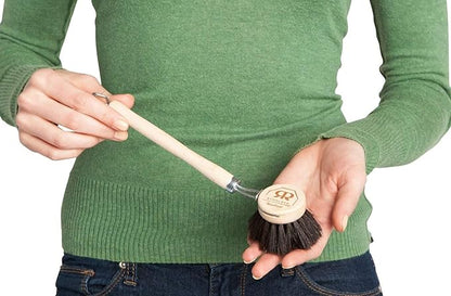 Redecker German-Made Horse Hair Bristle Dish Brush, Soft All-Purpose Scrubber for Kitchen & Household with Strong Horse Hair Bristles, 2 inch Replaceable Brush Head, Single Unit, 9-inches Long