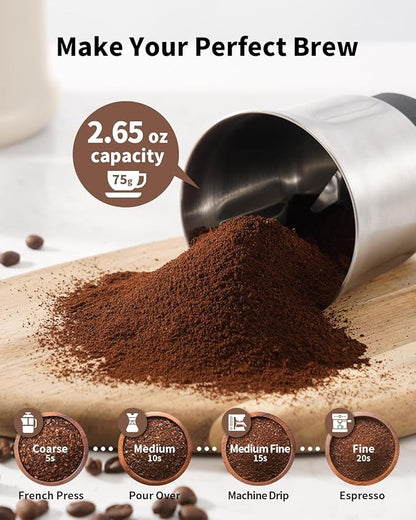 SHARDOR One Touch Coffee Grinder Electric, Spice, Herb, For Coffee Bean Spices and Seeds with 1 Removable Stainless Steel Bowl, Dry Grinder, White