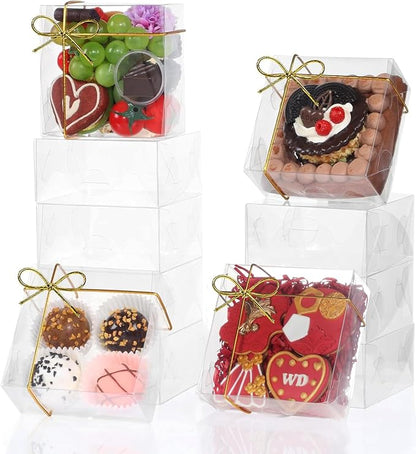 15PCS 5x5x2 Inches Full Clear Chocolate Covered Strawberries Boxes Cookies Boxes Mini Bundt Cake Pie Cinnamon Roll Treat Boxes Chocolate Truffle Box Party Wedding Favor