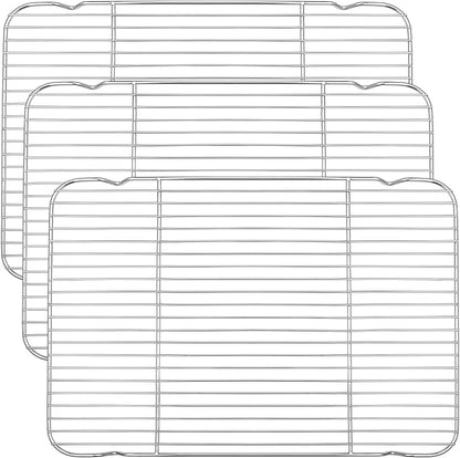 Baking Cooling Rack Set of 3, P&P CHEF Stainless Steel Cooking Roasting Drying Wire Racks, 16.6” x 11.6” Inches to Fit Half Sheet Pan, Non-toxic & Durable, Oven & Dishwasher Safe