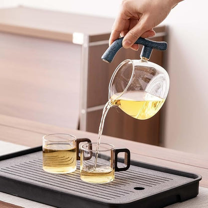 Glass Teapot Set with Infuser Semi Automatic Tea Set Magic Teapot (Dolphins)