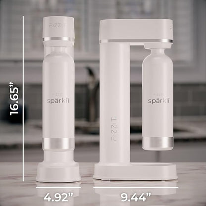 White Stainless Steel Sparkling Water Maker Soda Maker Includes 1 x CO2 Cylinder & 1L White Stainless Steel Bottle