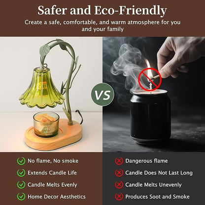 Flower Candle Warmer Lamp with Timer,Dimmable Candle Lamp Warmer,Adjustable Height Candle Warmer for All Jar Candles,Bedroom Living Room Home Decor Aesthetic Christmas Birthday Gifts (Morning Glory)