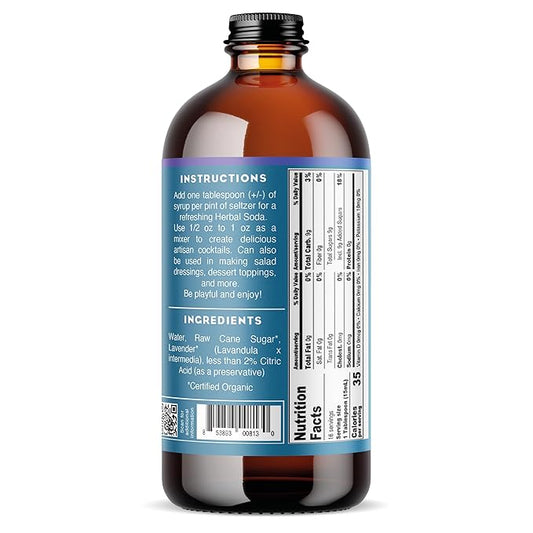 Bluestem Botanicals Organic Lavender Simple Syrup, 8 oz, Cocktail and Mocktail Mixer for Drinks, Non-Alcoholic