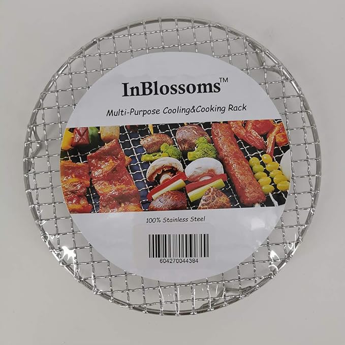 Versatile Round 304 Stainless Steel Cooling Rack Baking,Heat Resistant Rust Proof Sturdy Durable Dia 7.9"