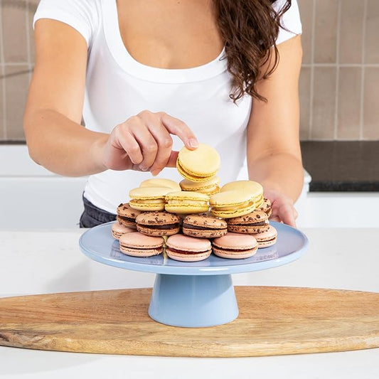 The Cake Stand -10" Ceramic Pedestal Cake Stand with Gloss Finish - Modern Display for Cakes, Cupcakes, Cookies & More - Perfect for Weddings, Birthdays & Baby Showers (Periwinkle)