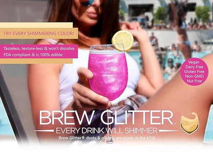 Rose Gold BREW GLITTER Edible Glitter For Drinks, Cocktails, Beer, Garnish Glitter & Beverages | KOSHER & HALAL Certified | 100% Edible & Food Grade | Vegan, Gluten, Nut Free (45g Shaker, Rose Gold)