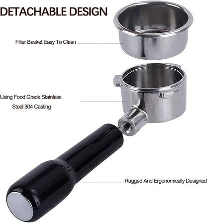 51mm 3 Ears Bottomless Portafilter for Delonghi Dedica EC680/EC685/EC785/EC820/EC850/EC860 SMEG Espresso Coffee Machine, Stainless Steel Basket Included ABS Handle Black