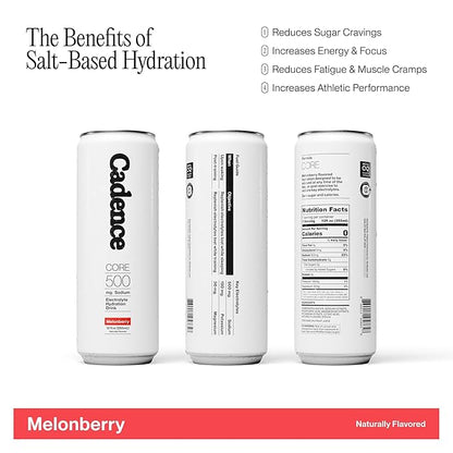 Cadence Electrolyte Drink Cans Melonberry - Case (355ml x 12) - US | Science-Backed Hydration | Zero Sugar, Zero Caffeine | Vegan, Keto & Paleo Friendly | Sodium, Potassium & Magnesium for Performance & Recovery