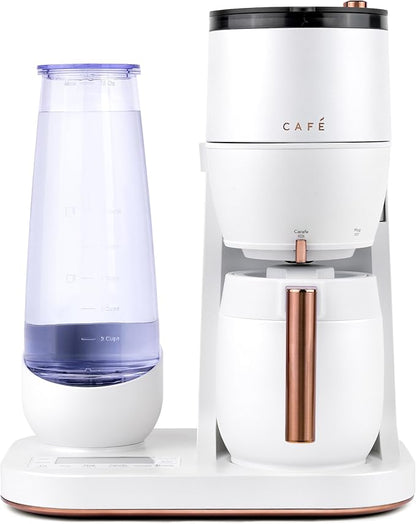Café Specialty Grind and Brew Coffee Maker, Single-Serve to 10-Cup Thermal Carafe, with Built-In Bean Grinder & Removable 75oz Water Reservoir, WiFi & Smart Connected, SCA Certified, Matte White