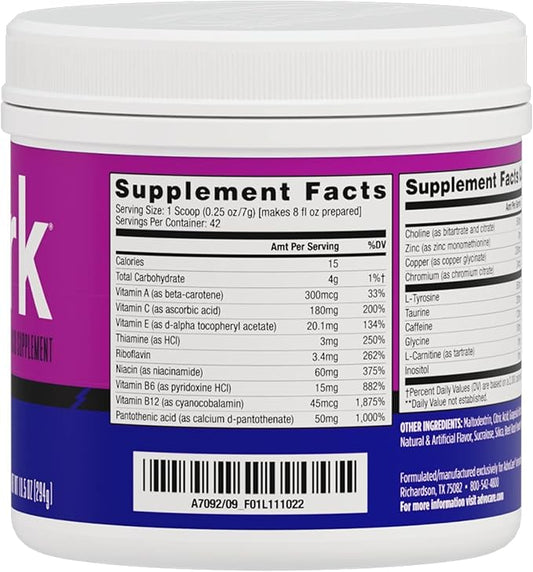 AdvoCare Spark - Energy Drink Mix - Vitamin & Amino Acid Supplement - Supports Energy & Focus - Portable Immune Support - Sugar-Free - Grape (10.5) Oz