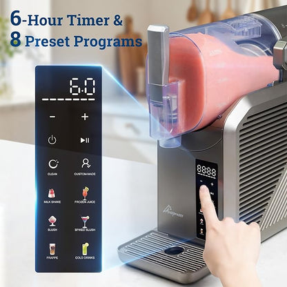 Slushie Machine for Home, 81oz Frozen Drink Machine with 6 Preset Programs, 6 Hours Timer for Margarita, Slushie, Frappé and More, No Ice Needed, Easy To Use & Clean (Gunmetal)