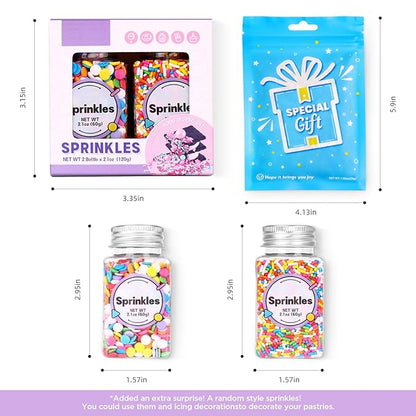 Rainbow Sprinkles, Confetti Sprinkles, Round Sprinkles, Rainbow Sprinkles for Cake Decorating, Chocolate, Cupcake, Candy Sprinkles, and Ice Cream Toppings. (120g/4.2oz)
