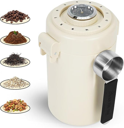 Coffee Canister, Airtight Stainless Steel Kitchen Food Storage Container With Spoon And Date Tracker, For Ground Coffee, Cereal, Bean, Tea,Sugar (white)