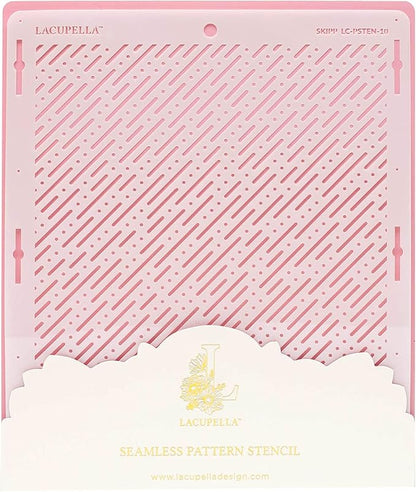 Cake Baking Stencil - Seamless Delicate Pattern for Decorating Tall Double Barrel Cake to Use with Buttercream, Royal Icing, Ganache, Paint, Airbrush (Skipp)