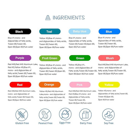 Oil Based Food Coloring for Chocolates - Jelife 12 Colors Oils Dye Set Flavorless Edible Food Color Vibrant Concentrated Neon Icing Colors for Candy Melts (6ml/Bottles)