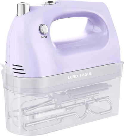 Lord Eagle Hand Mixer Electric 400W, 5 Speed handheld Mixer, 5 Stainless Steel Accessories for Baking Cake Egg Cream Food Beater, Turbo Boost/Self-Control Speed + Eject Button