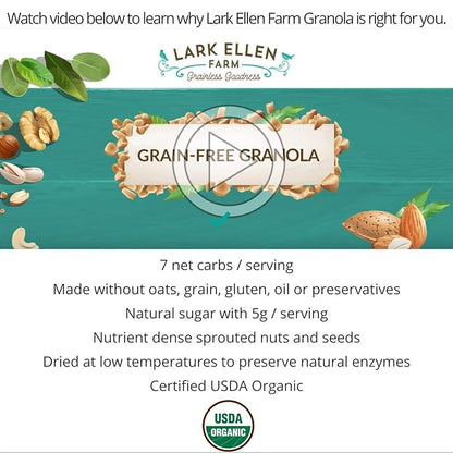 Lark Ellen Farm Vanilla Cinnamon Granola Clusters: Raw, Organic, Vegan. Low Carb, Paleo. Gluten-Free Bites. Healthy Snack, Healthy Breakfast, Cereal or Yogurt 8 oz, 6 Pack