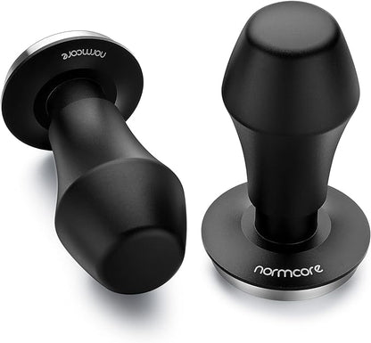 Normcore 58mm Coffee Tamper - V4 Spring-loaded Tamper with Stainless Steel Flat Base - 15lb / 25lb / 30lbs Replacement Springs - Anodized Aluminum Handle and Stand - Fits 58mm Standard Baskets