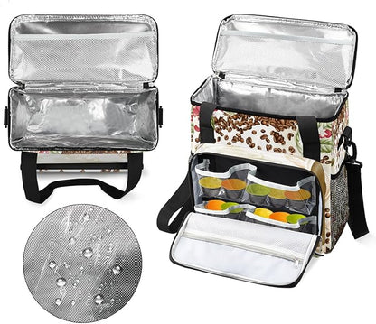 Watercolor Coffee Bean Coffee Maker Carring Bag Cafe Travel Carrying Storage Tote Bag Compatible with Keurig K-Mini or K-Mini Plus Portable Single Serve Coffee Brewer Case with Pockets for K-cup Pods