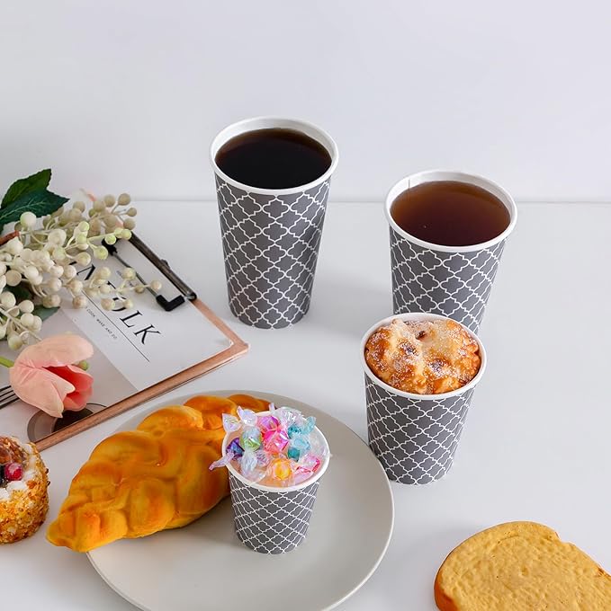 Lamosi Coffee Cups 12 oz 180 Pack, Disposable Paper Coffee Cups, Disposable Cups,12 oz Hot Cup,12oz Paper Insulated Cup for Cold Hot Drinks (No Lids)