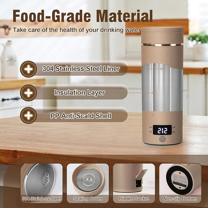 Travel Electric Kettle Portable Mini Kettle,Small Hot Water Boiler with 4 Temperature Settings,304 Stainless Steel, Fast Boiling Water with Auto Shut-Off and Boil Dry Protection,400 ml (Brown, 400ML)
