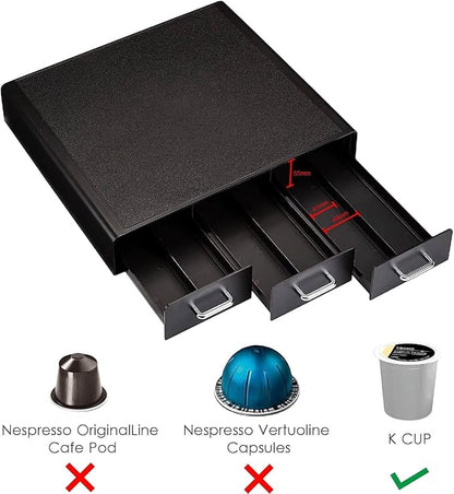 Amazon Basics Coffee Pod Storage Organizer Drawer for K-Cup Pods, 36 Pod Capacity, Black