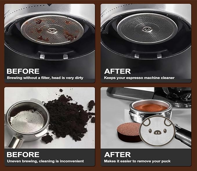 51mm Espresso Puck Screen 3-Pack, Lower Shower Screen, Metal Coffee Reusable Filter for Espresso Portafilter Basket, 1.7 Thickness(Cute Animal)