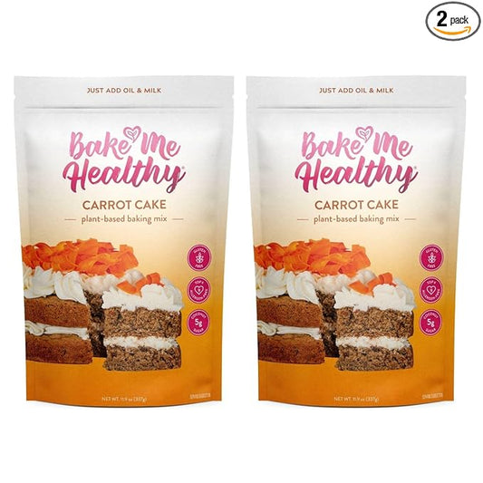 Bake Me Healthy Vegan and Gluten-Free Carrot Cake & Cupcake Mix, 11.9oz (337g) Pack of 2 – Dairy-Free, Egg-Free, Nut-Free, Plant-Based, Low Sugar, Allergy-Friendly, Easy to Bake, Made with Upcycled Ingredients