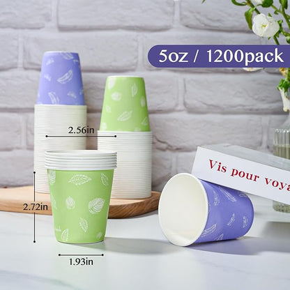 LITOPAK 1200 Pack 5 oz Paper Cups, Colorful Samll Disposable Paper Bathroom Cups for Parties, Travel, and Events