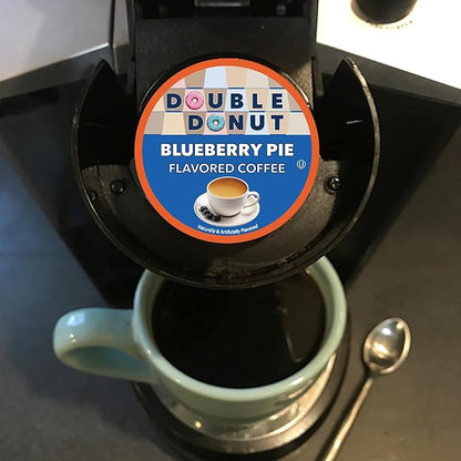 Double Donut Coffee Blueberry Coffee Pods, Single Serve Blueberry Flavored Coffee Pods, Medium Roast Coffee for Keurig K Cups Brewers, 24 Count