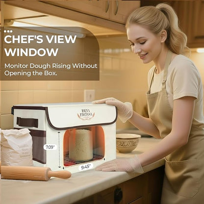 Foldable Bread Proofing Box‌ - 36L Large Dough Proofer with 3-Sided Heating, 24H Timer+Temp Control(50-113℉) with Front Window & Metal Rack for Sourdough, Yogurt & Bread Baking
