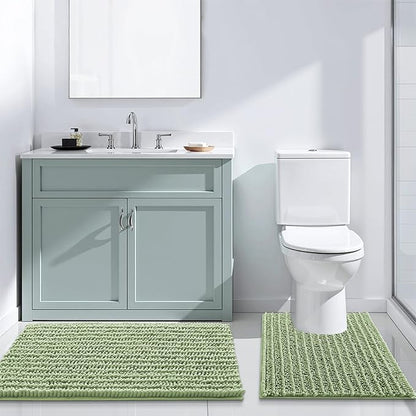 Arotive Luxury Chenille Bathroom Rug Mat, Extra Soft Thick Absorbent Shaggy Bath Rugs, Non-Slip Machine Wash Dry, Plush Bath Mats for Bathroom, Shower and Tub, 45x27, Sage Green