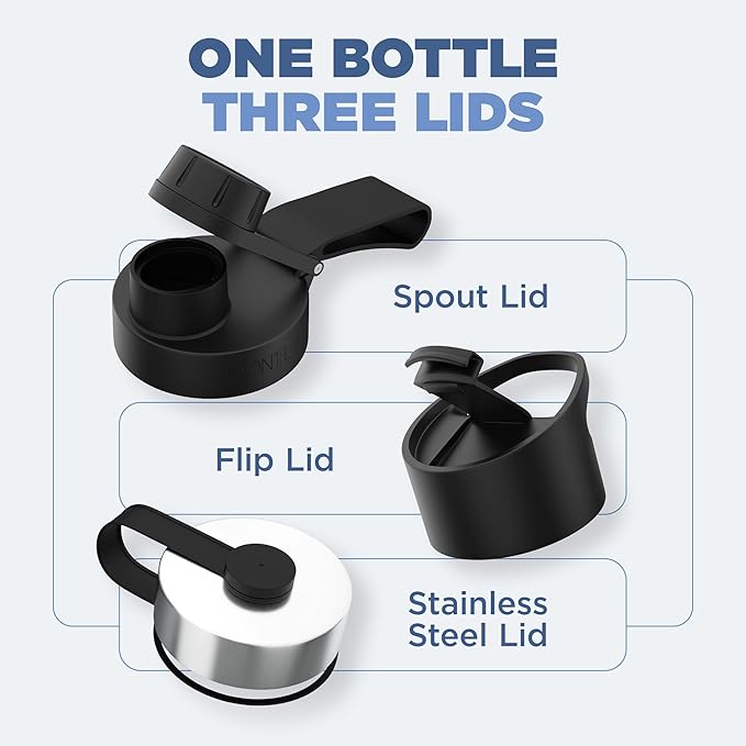 IRON °FLASK Camping & Hiking Hydration Flask with 3 Lids - Stainless Steel, Double Walled & Vacuum Insulated Water Bottle - Leak Proof & BPA Free (Morning Mist, Spout - 40 oz)
