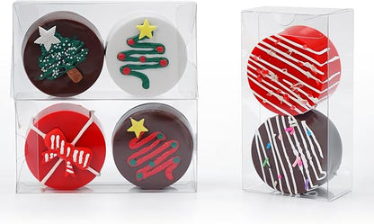 100pcs Clear Macaron Boxes 4.17" x 2.17" x 1.38" Chocolate Covered Ore Boxes Clear Favor Box Treat Pastry Box for Christmas Birthday Wedding