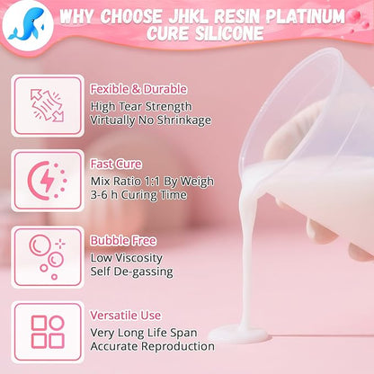 JHKL RESIN Silicone Mold Making Kit,1Gallon Platinum Liquid Silicone Rubber for Mold Maker,15A Silicone Molds,Mix Ratio 1:1 Silicone Rubber Mold Making Kit, Ideal for Casting 3D Resin Molds