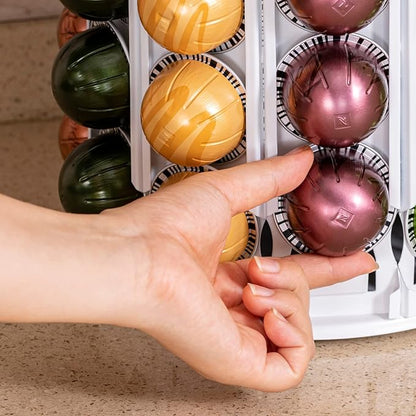 FlagShip Vertuo Pod Holder Coffee Pod Stand for Nespresso Pod Storage with Elegant White (100+ Pods Capacity)