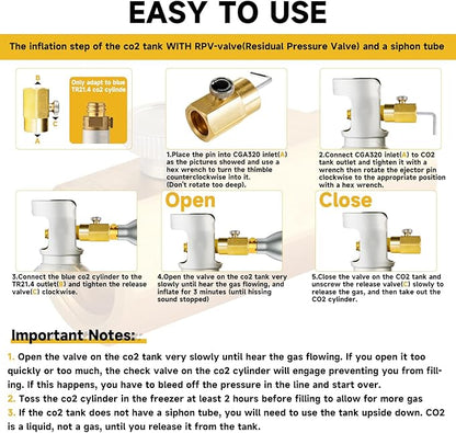 CO2 Cylinder Refill Adapter for CGA320 CO2 Tank to Refill TR21-4 CO2 Canister, CO2 Refill Station Connector Kit Compatible with FIZZI ONE TOUCH JET Soda Maker