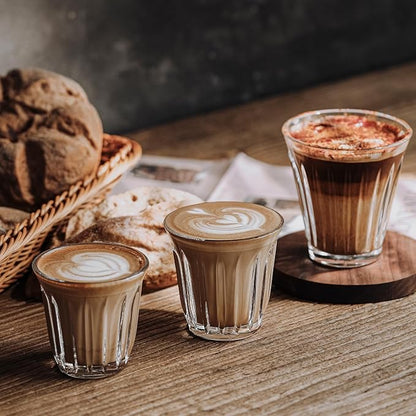 MHW-3BOMBER Espresso Coffee Glasses Set of 6 Drinking Glasses 8.1OZ Latte Glasses for Beverage, Water, Whiskey, Juice, Cocktail, Beer G6195-0S