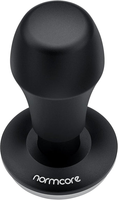 Normcore 45.5mm Coffee Tamper V4.1 with Click Sound Feedback, Spring Loaded Tamper with 304 Stainless Steel Flat Base Fits Flair Pro and Pro 2, Anodized Aluminum Handle with Silicone Stand, Black