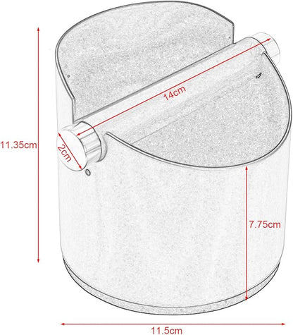 Espresso Knock Box, Stainless Steel Coffee Grounds Knock Box, With Removable Knock Bar and Non-Slip Rubber Base (Silver)