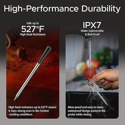 CulinaMeter Two: 2 Probes Wireless Meat Thermometer with LCD Screen, 700FT Digital Cooking Food Thermometer for Beef Lamb Turkey, Dual Sensor Measures Internal & Ambient Temp